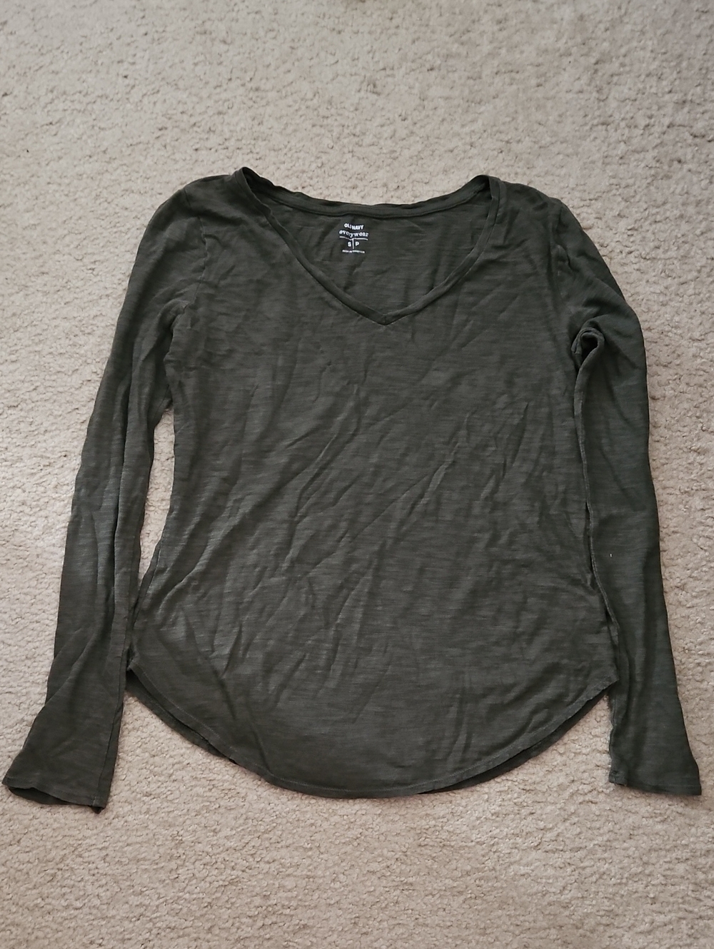 Old Navy Olive Green V-Neck Long Sleeve Shirt